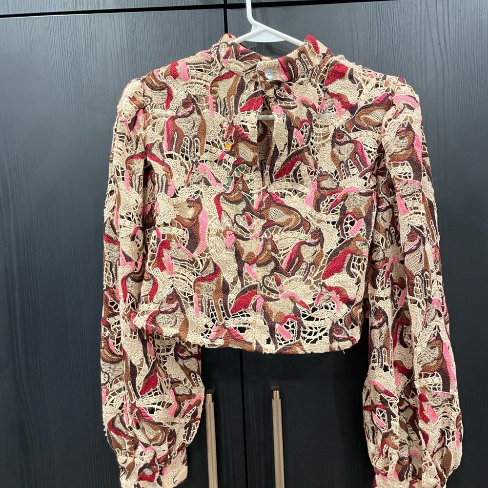 FARM Rio Pink and Brown Patterned Blouse - Picture 6 of 9